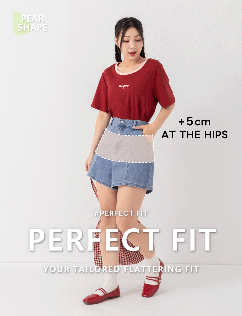 Pear-Shaped Friendly! Perfect Fit Slim Fit A-Line Plus Size Denim Shorts