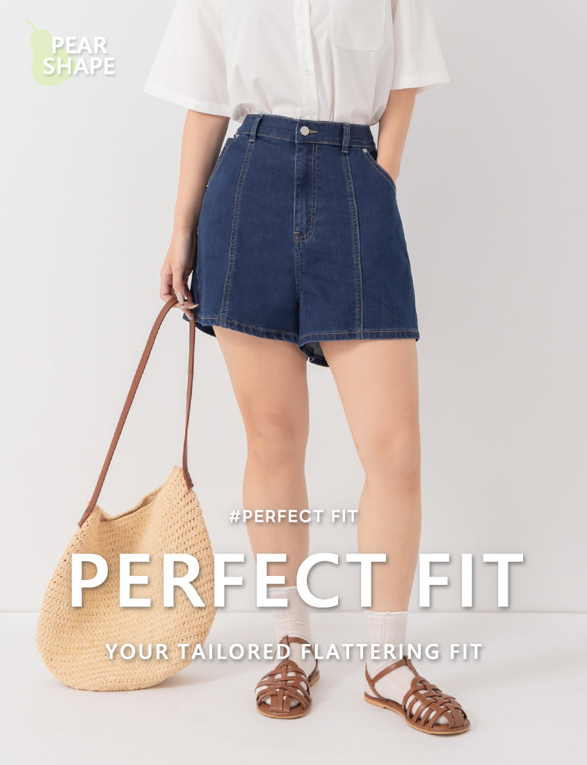 Pear-Shaped Friendly! Perfect Fit Slim Fit A-Line Plus Size Denim Shorts