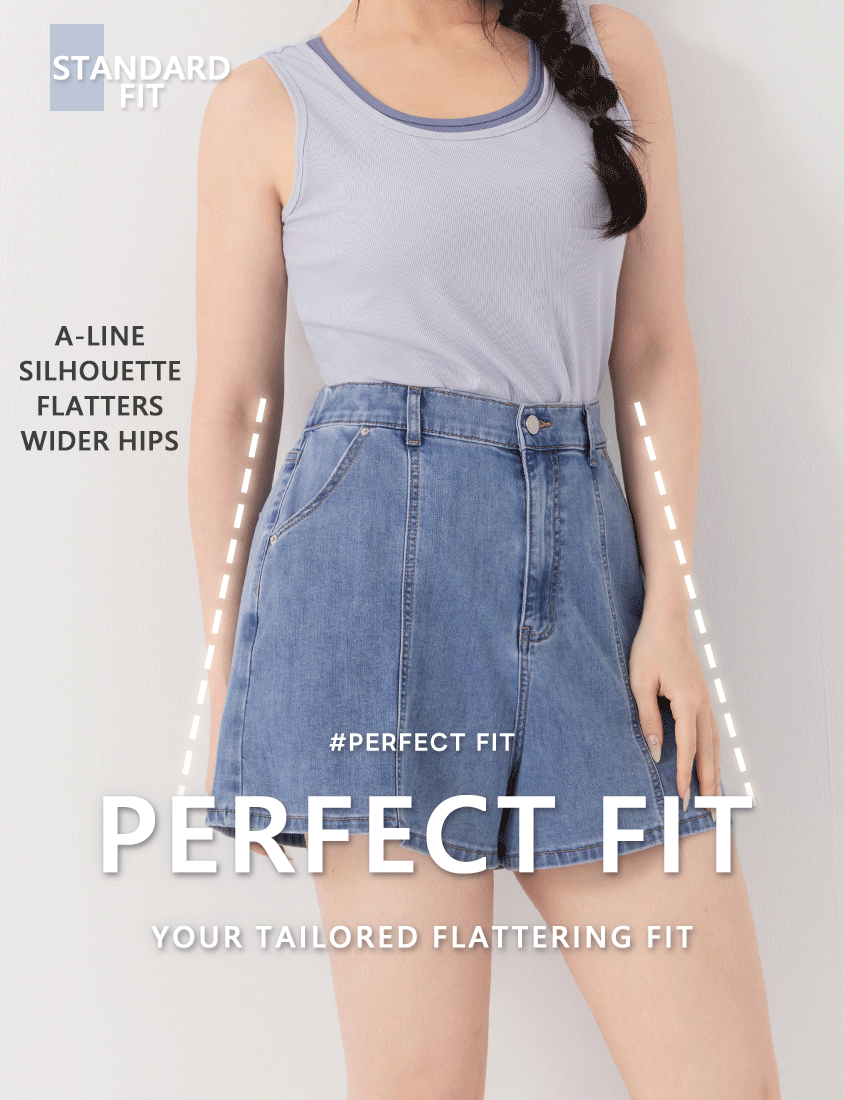 Standard Perfect Fit Slim Fit A-Line Plus Size Denim Shorts