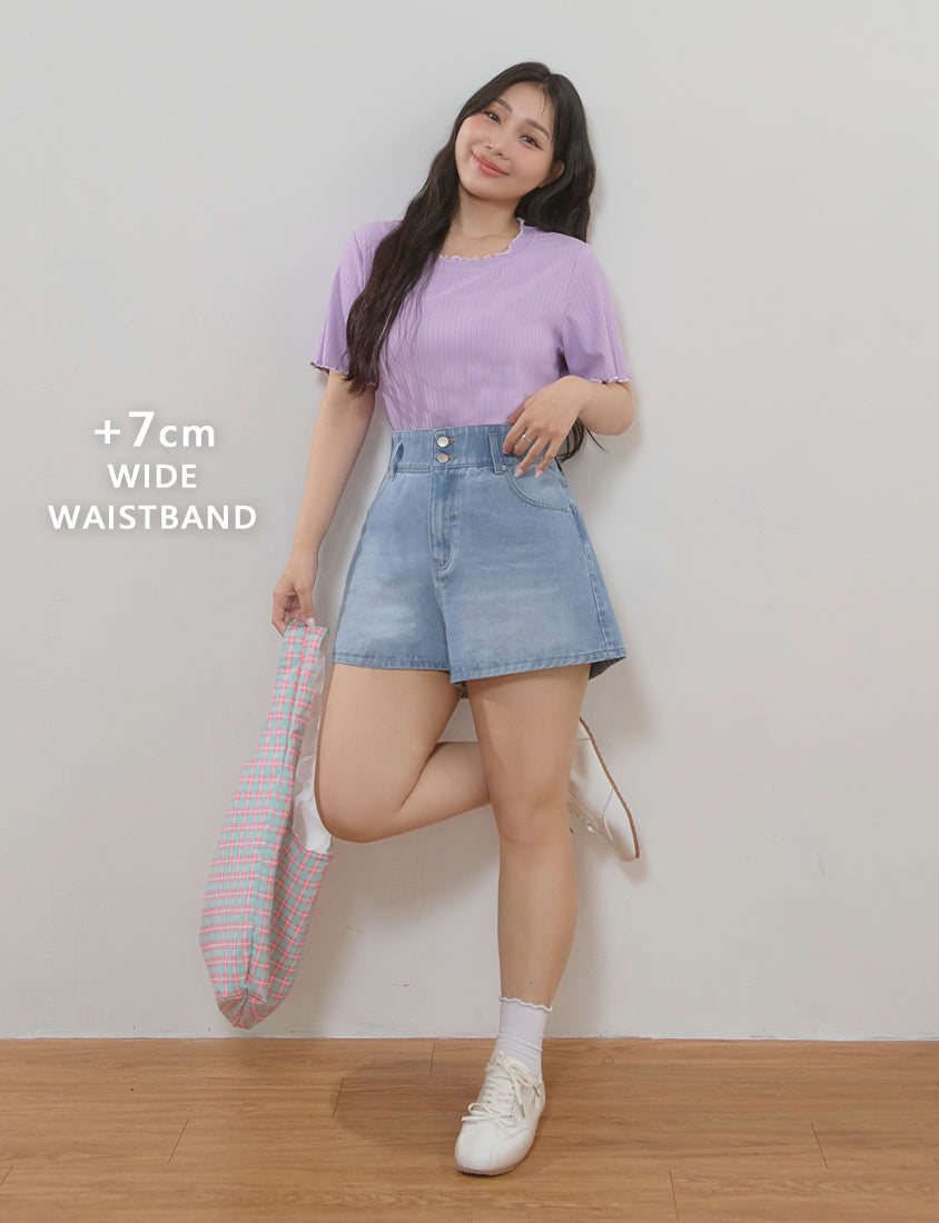 High Waist Hip-Lifting Stitch Plus Size Denim Shorts
