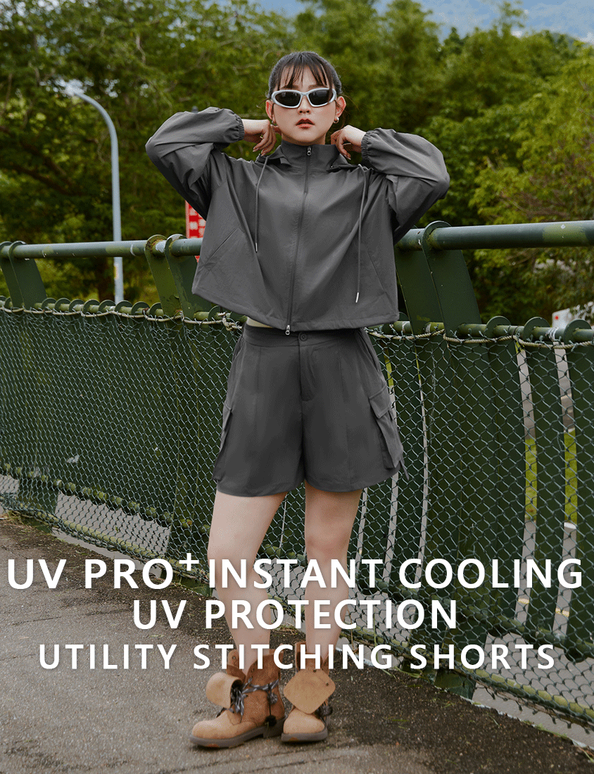 Instant Cooling UV-Protection Stitch Plus Size Utility Shorts
