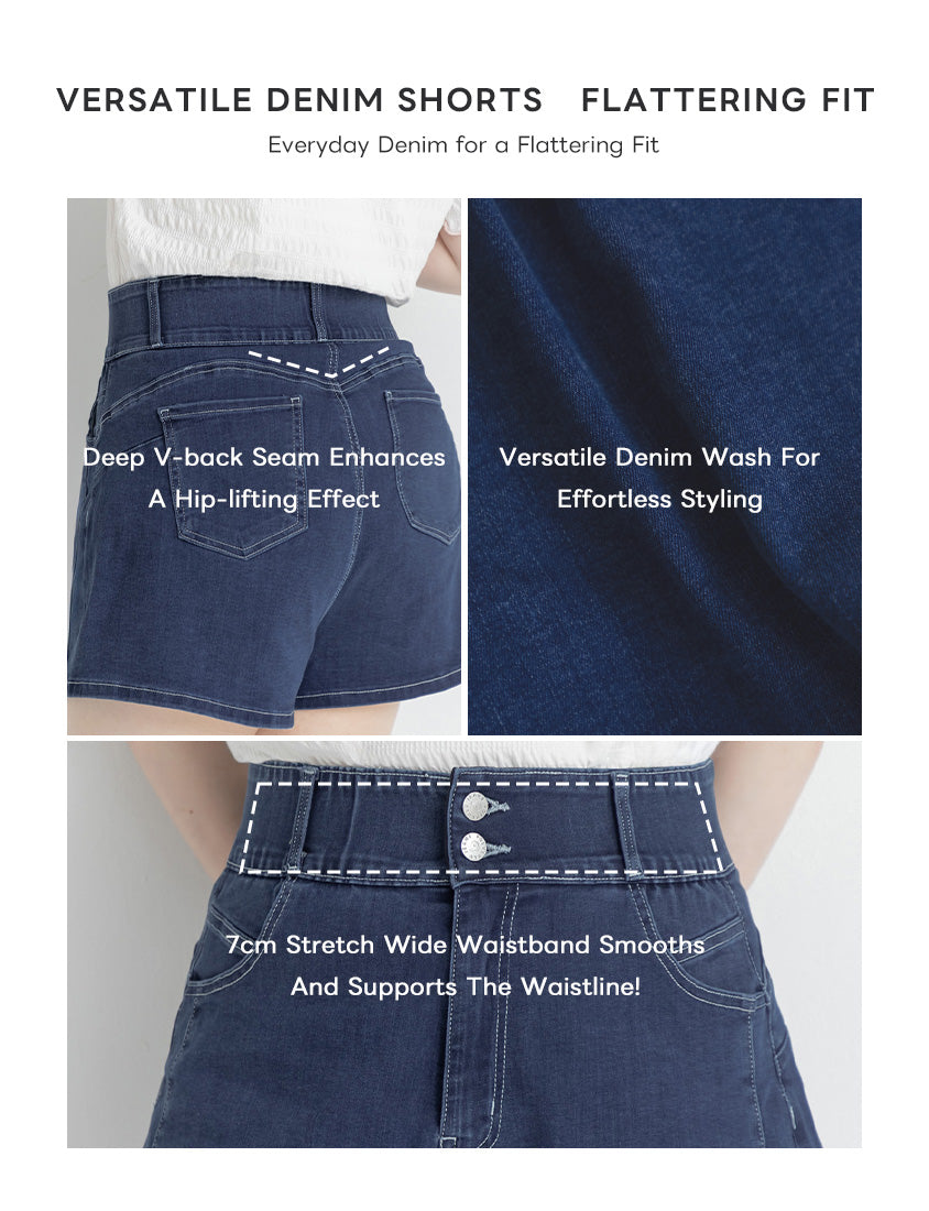 Slimming High Waist A-Line Plus Size Denim Shorts