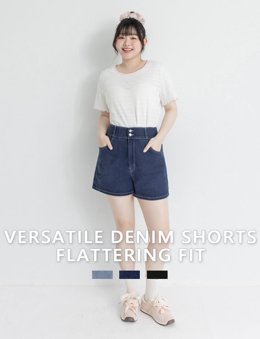 Slimming High Waist A-Line Plus Size Denim Shorts