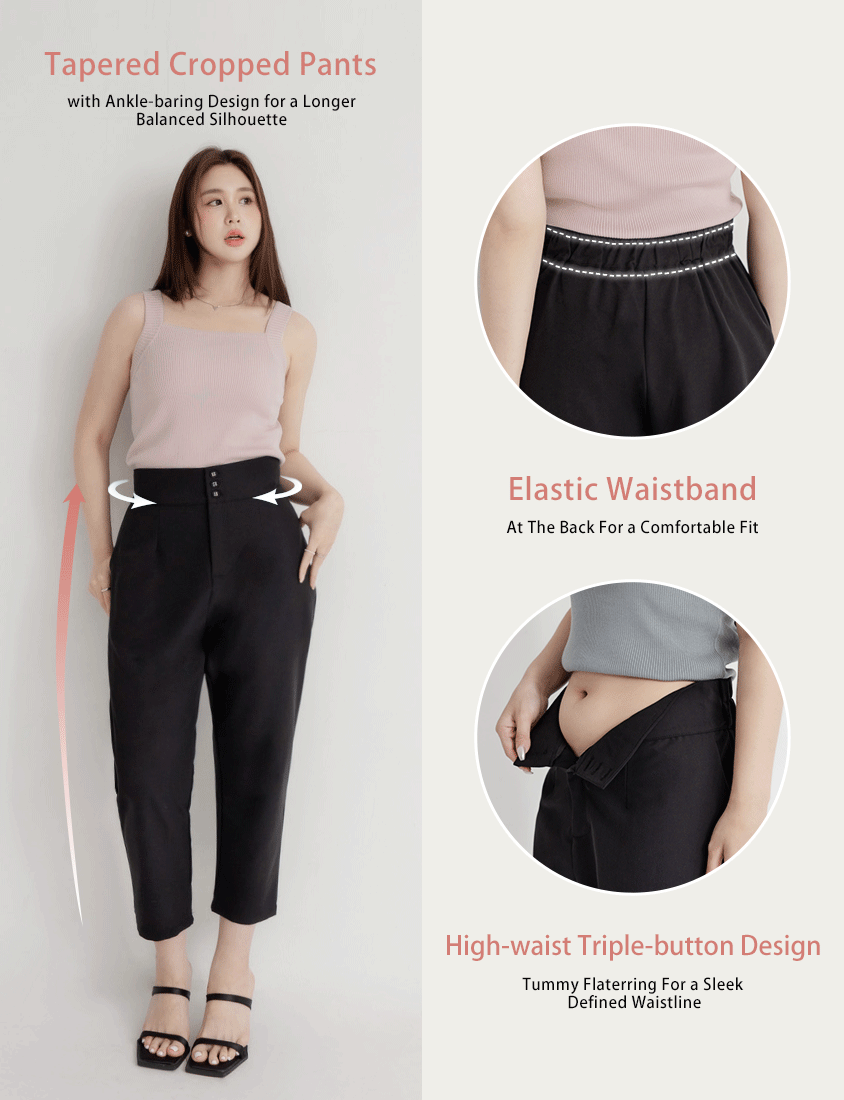 MISS. Apple-Shaped Body Friendly High Waist Plus Size Trousers