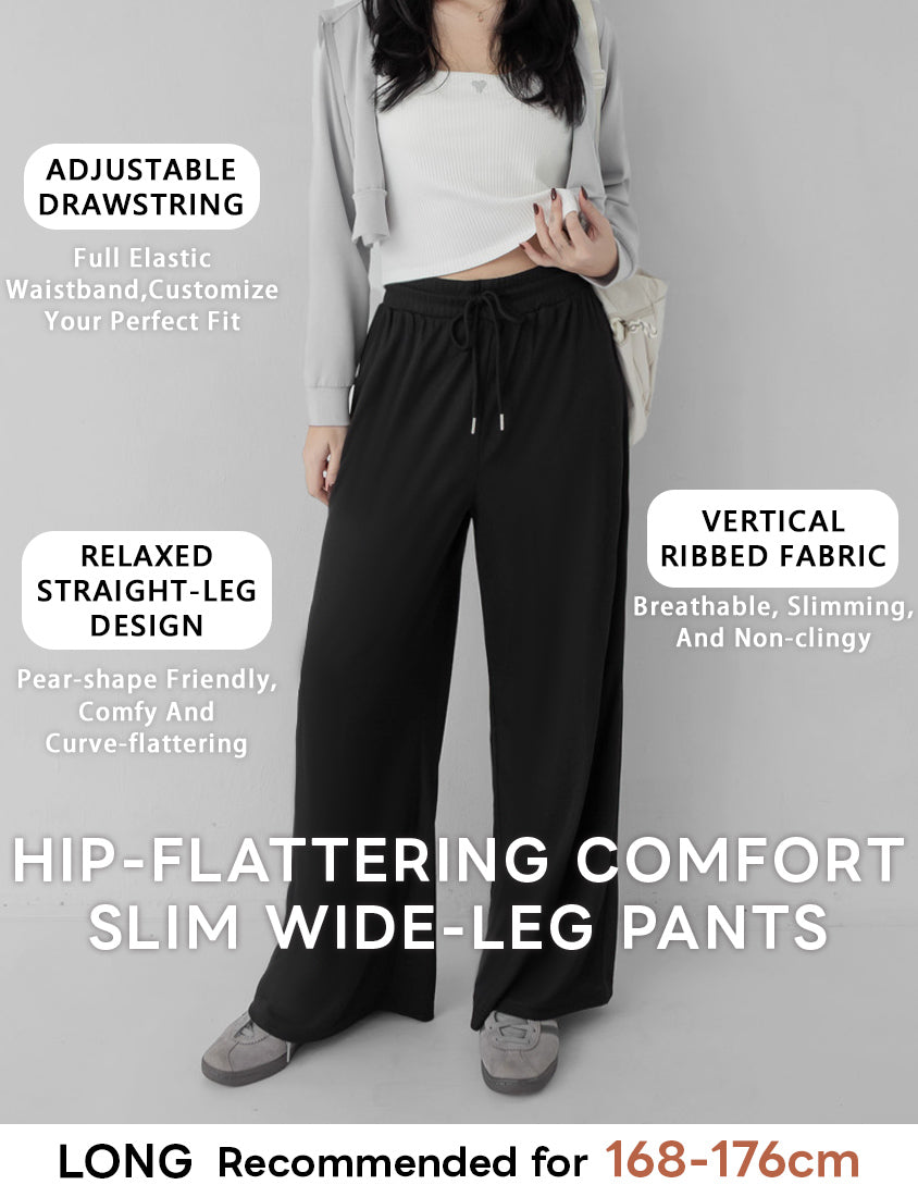 Hip-Contouring Slim Plus Size Wide Leg Pants (Long)