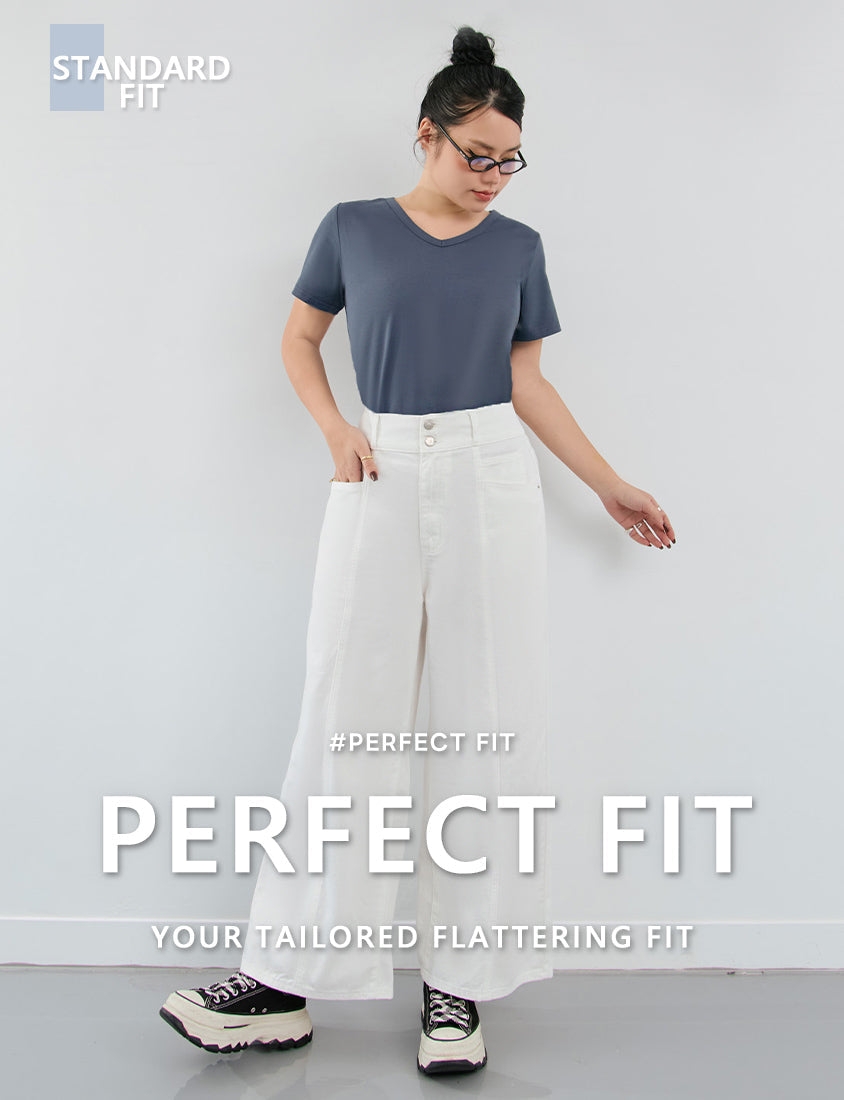Standard Perfect Fit Twill Cotton Plus Size Wide Pants