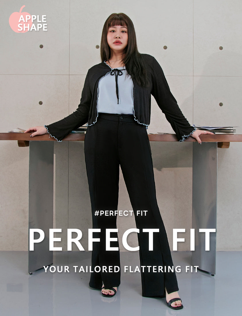 MISS. Apple-Shaped Friendly! Perfect Fit Slit Plus Size Flare Tailored Pants