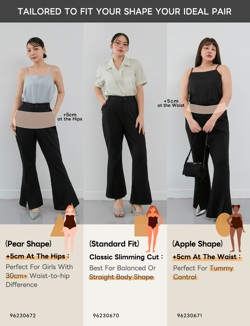 MISS. Pear-Shaped Friendly! Perfect Fit Slit Plus Size Flare Tailored Pants