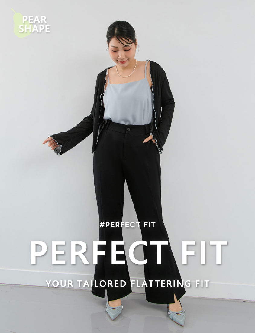 MISS. Pear-Shaped Friendly! Perfect Fit Slit Plus Size Flare Tailored Pants