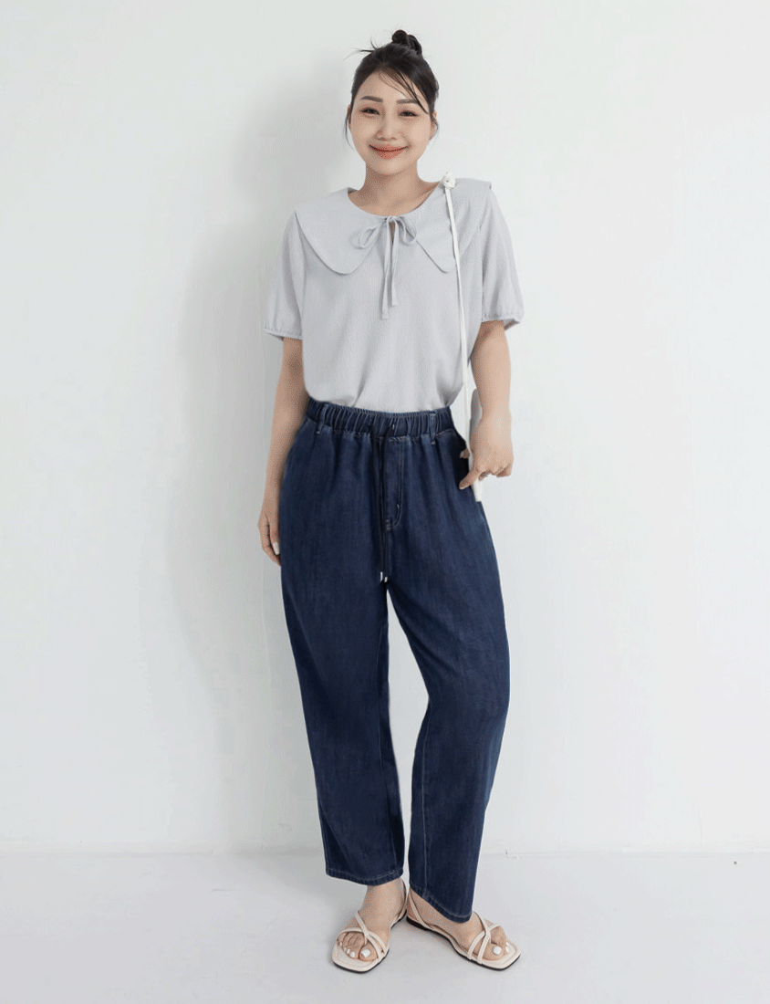 Cooling Tencel Silky Denim Drawstring Plus Size Boyfriend Jeans