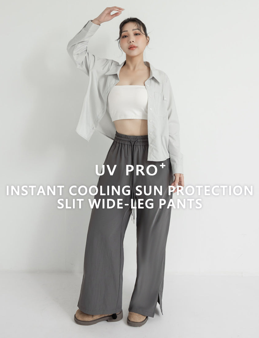Instant Icy Cooling Sun Protection Slit Plus Size Wide-Leg Pants
