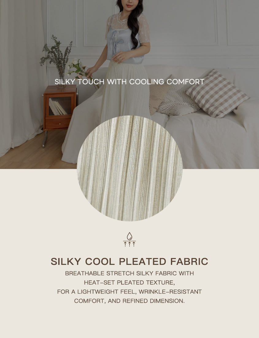 Silky Cool Fine Pleated Plus Size Wide-Leg Pants