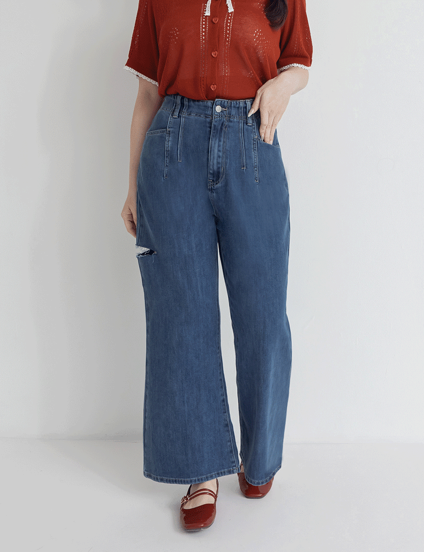 Slim Stitch Distressed Lyocell Denim Plus Size Jeans