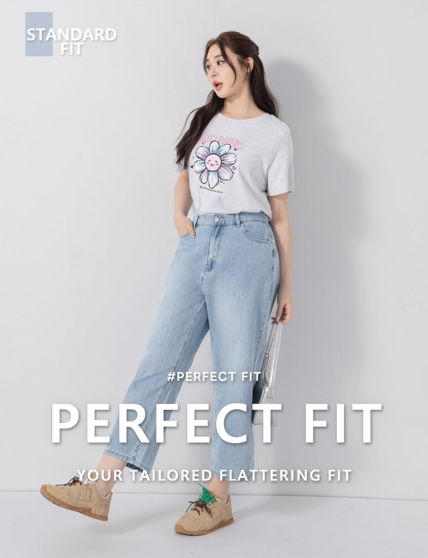 Standard Perfect Fit Slim Straight Cropped Plus Size Jeans