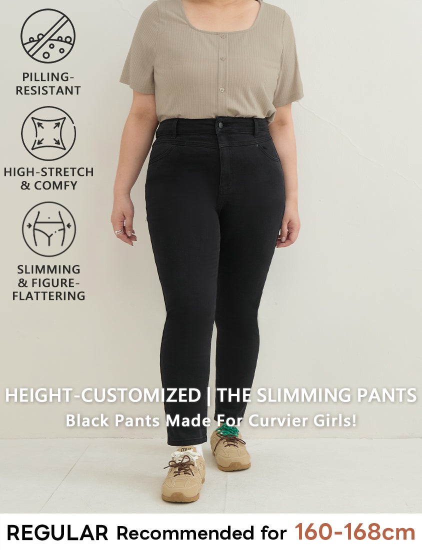 High-Waist Stretch Slim-Leg Plus Size Pants (Regular)