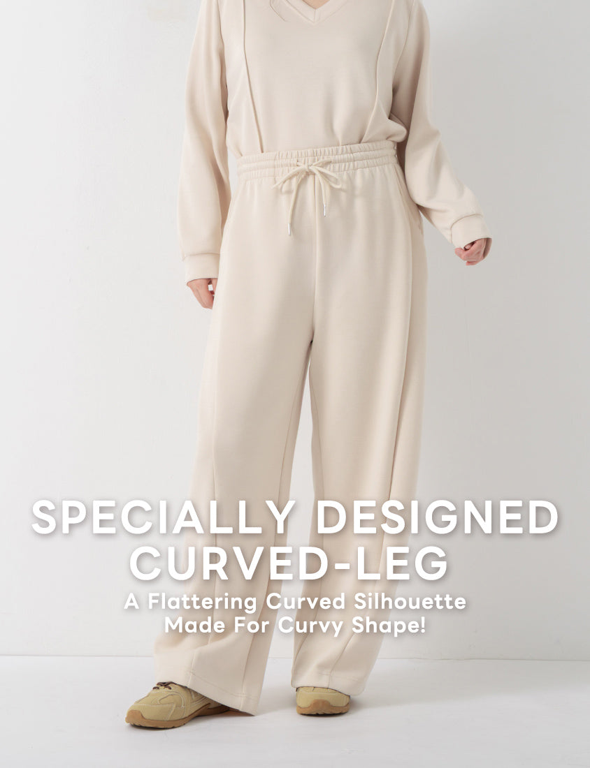 QQ Yogurt Touch Cotton Slimming Curved-Leg Plus Size Pants