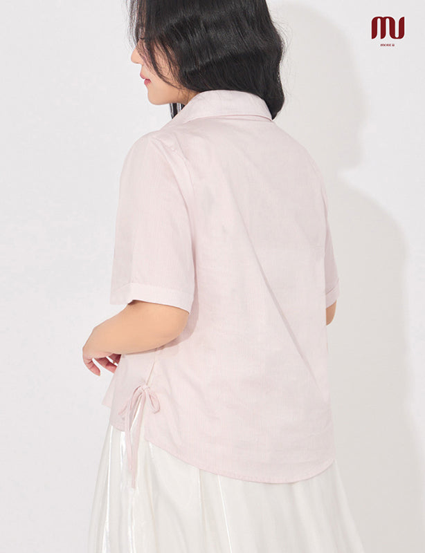 MORE U Pinstripe Side-Tie Plus Size Shirt