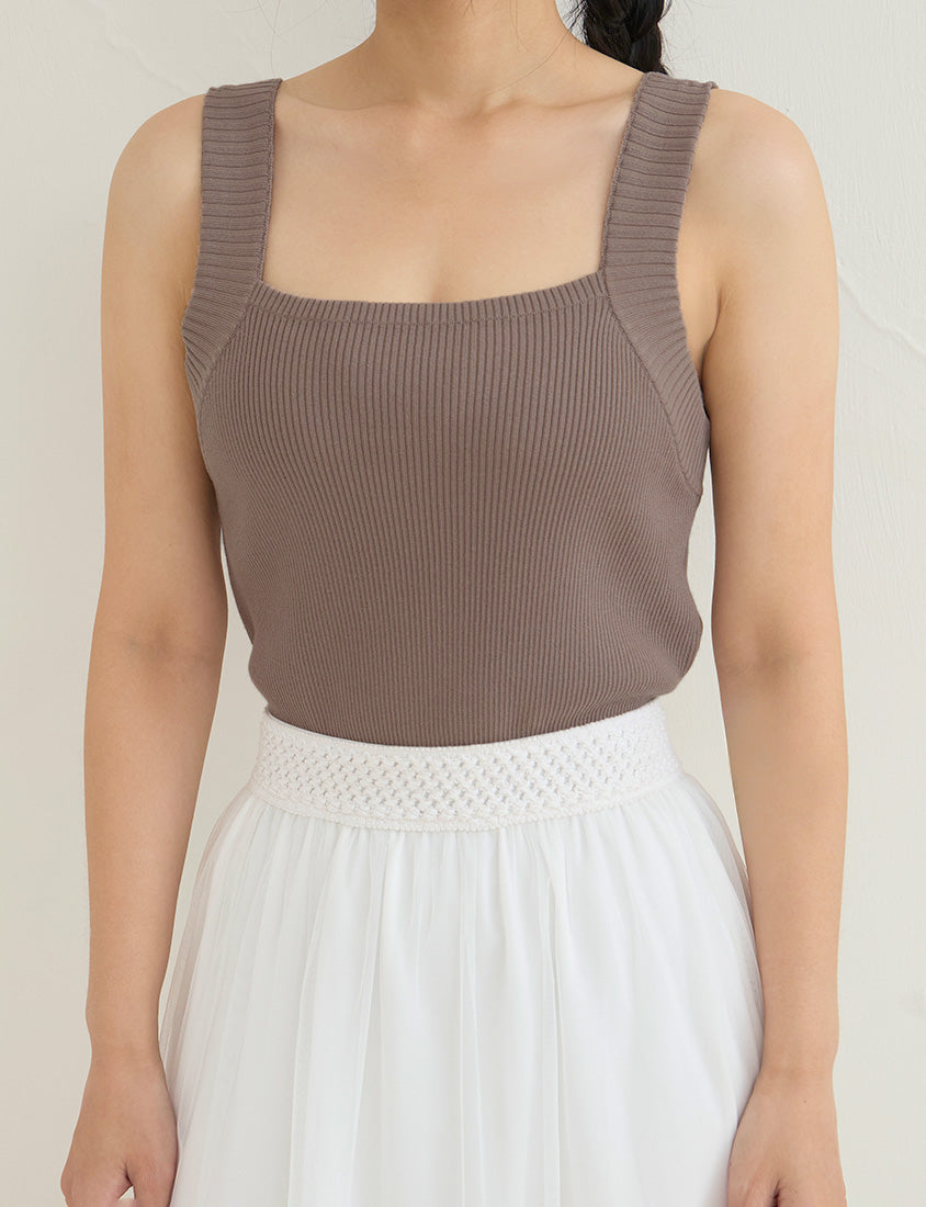 Zero Armpit Bulges Slimming Square Neck Knit Plus Size Tank Top