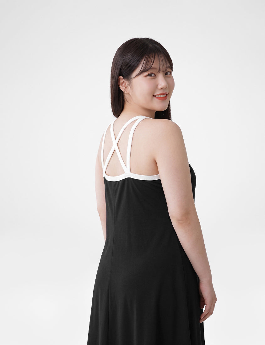 Lyocell Cloud Cotton Open-Back Short Sleeve Maxi Dress
