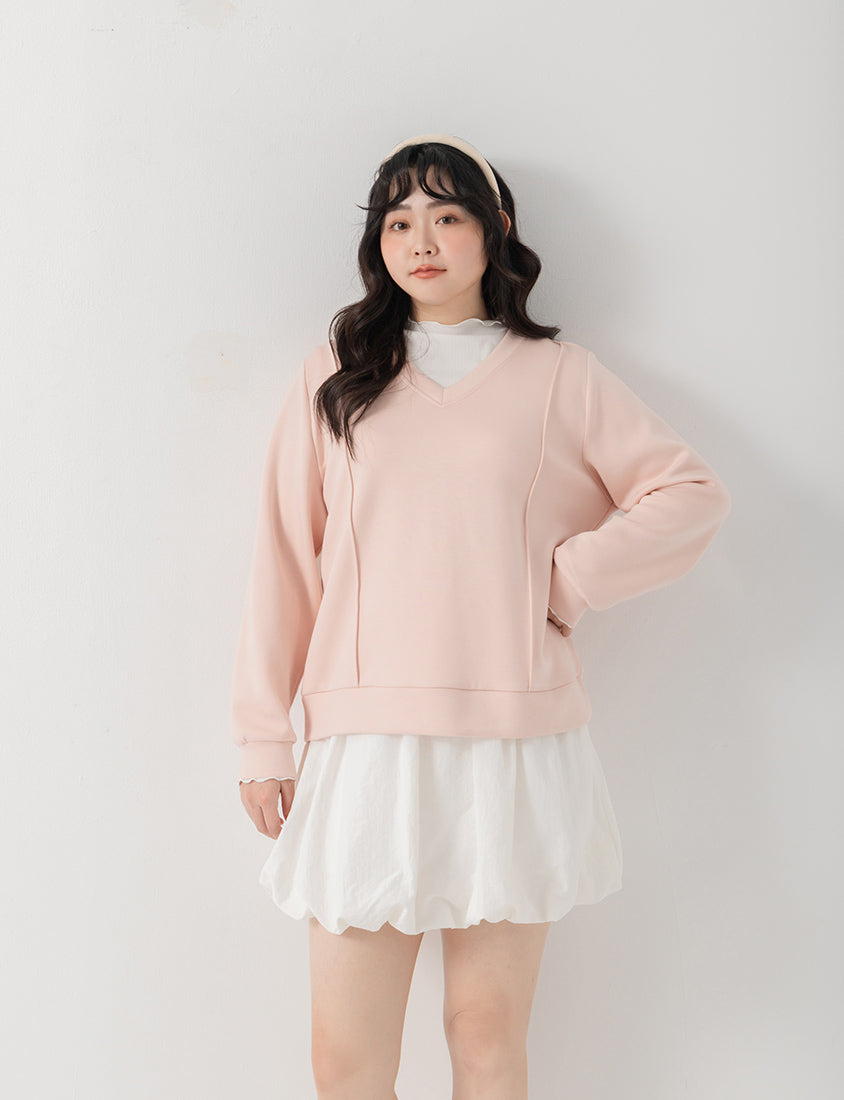 Apple-Shaped Friendly! Perfect Fit Seamed Yogurt Touch Plus Size Sweater