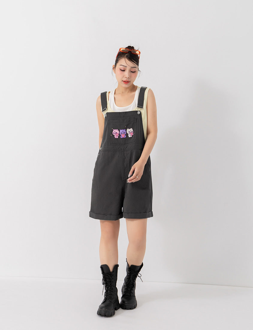 Poly Lulu x UGLY MEWS Collab Plus Size Overall Shorts