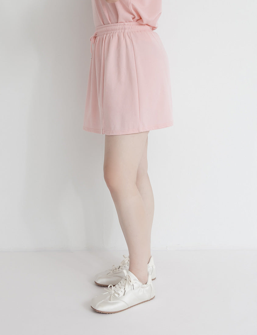 Soft Stretch Cotton Side Slit Drawstring Plus Size Mini Skirt