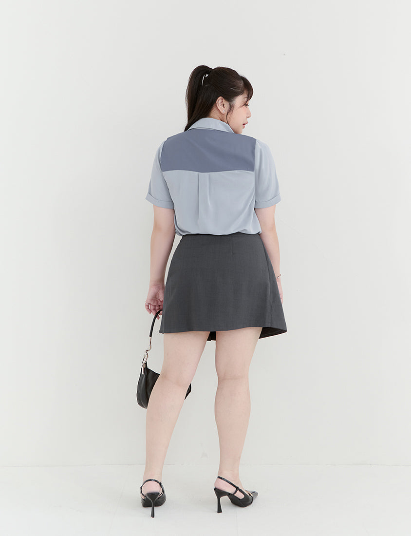 MISS. Slim Fit Asymmetrical Pleated Plus Size Mini Skirt