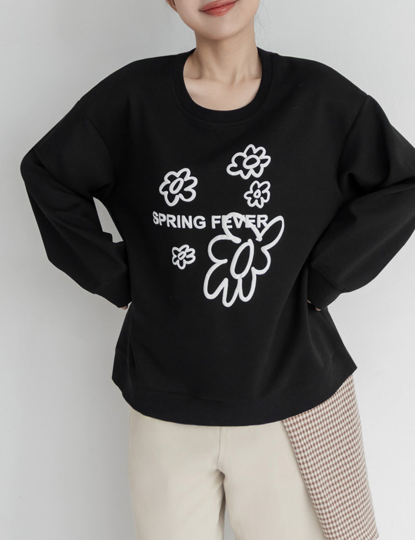 Sweet 3D Floral Plus Size Long Sleeve Sweatshirt
