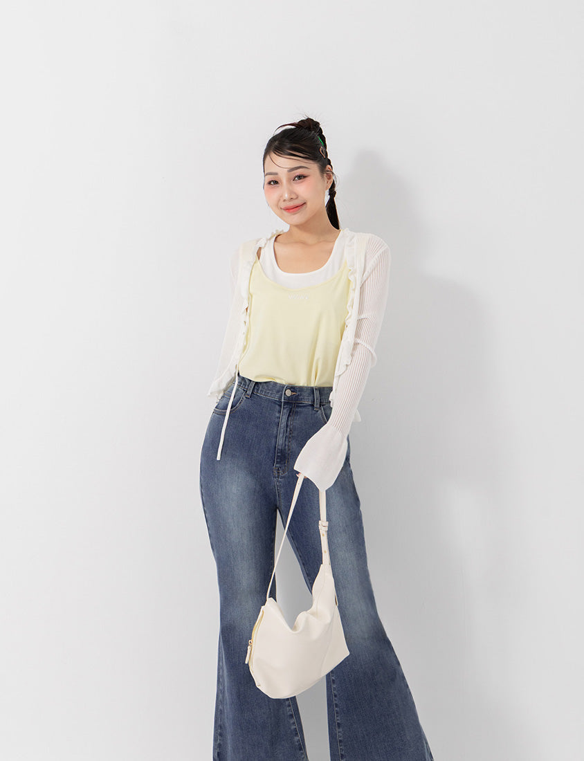 Stretch Ruffle Hem Plus Size Flared Jeans