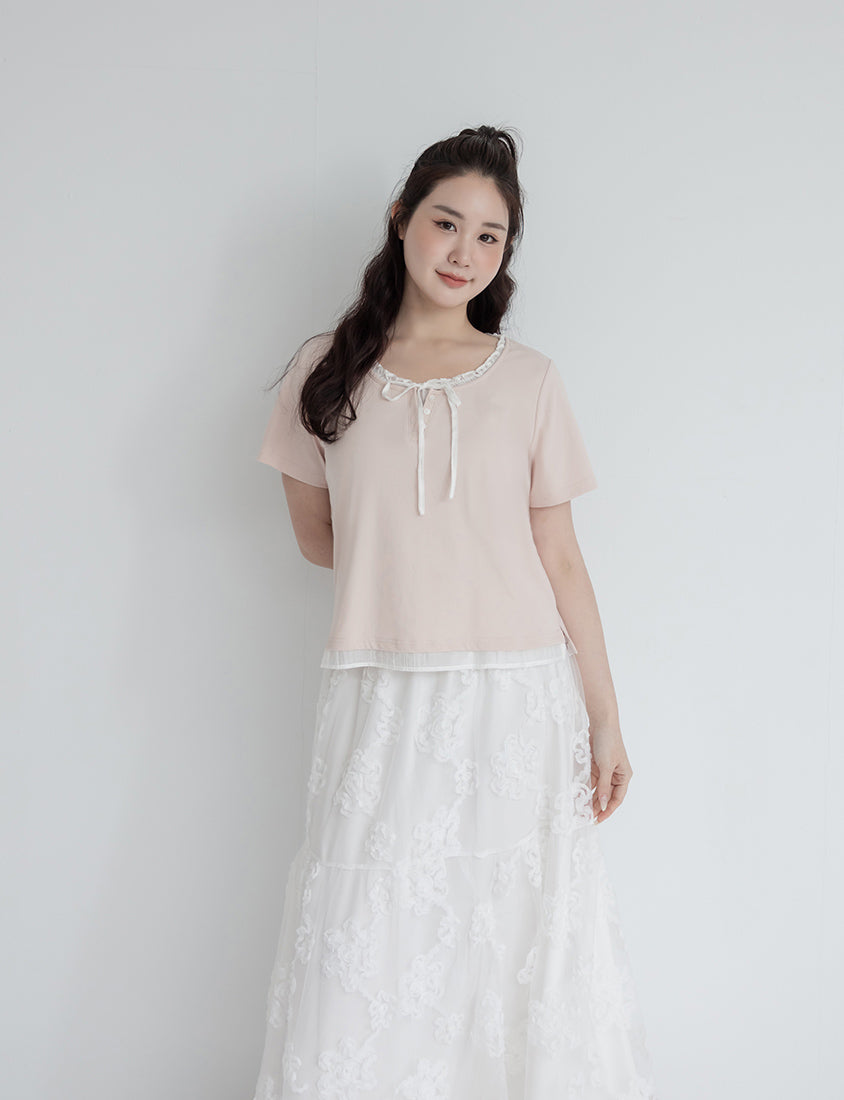Korean Style Layered Faux Two-Piece Plus Size Top