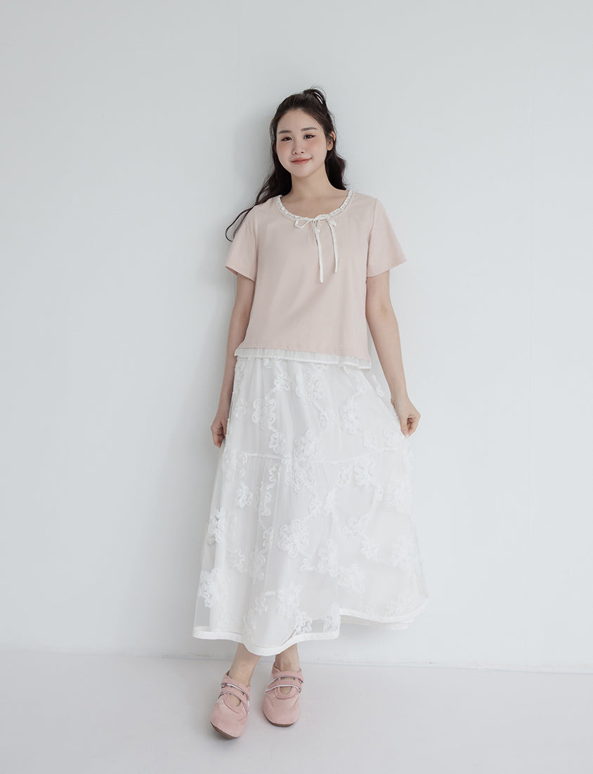 Korean Style Layered Faux Two-Piece Plus Size Top