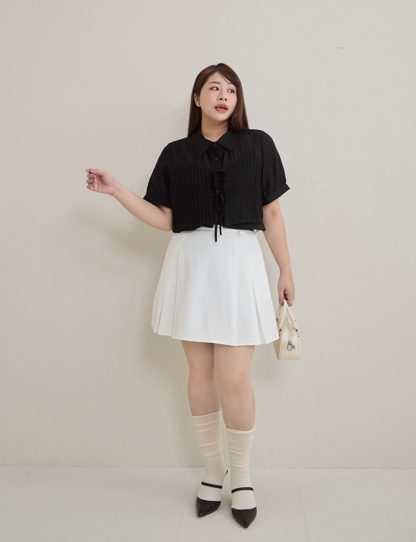 MISS. Faux Two Piece Sheer Plus Size Shirt (with Inner Tank Top)