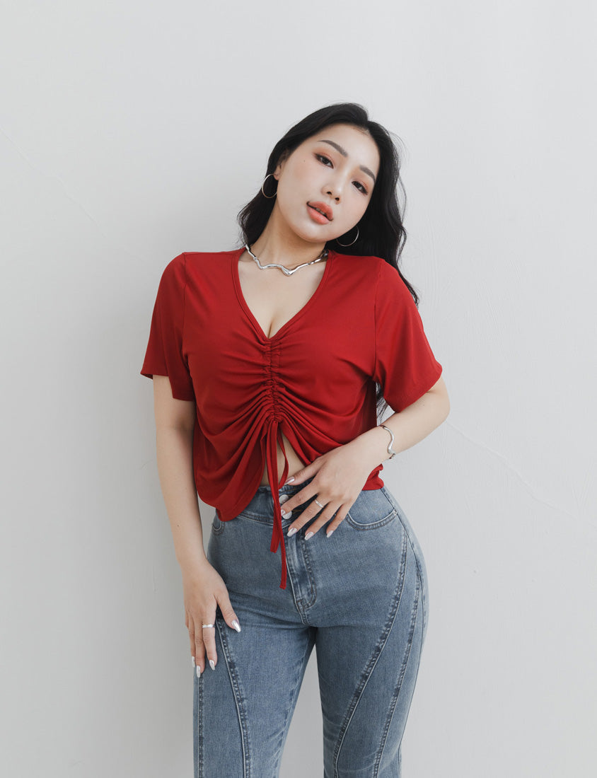 MUA! Silky Cool-Girl Ruched Plus Size Short Sleeve Top