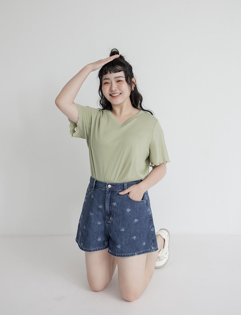 (V Neck) Zero Sweat Mark Cooling Plus Size Tee
