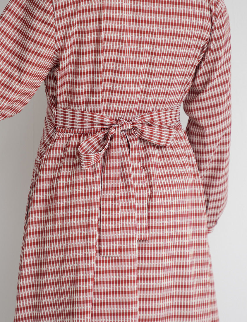 Contrast Cuban Collar Vintage Plaid Plus Size Maxi Dress