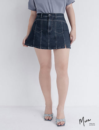 MUA! Sexy Stitching A-Line Plus Size Denim Skirt (with Shorts)