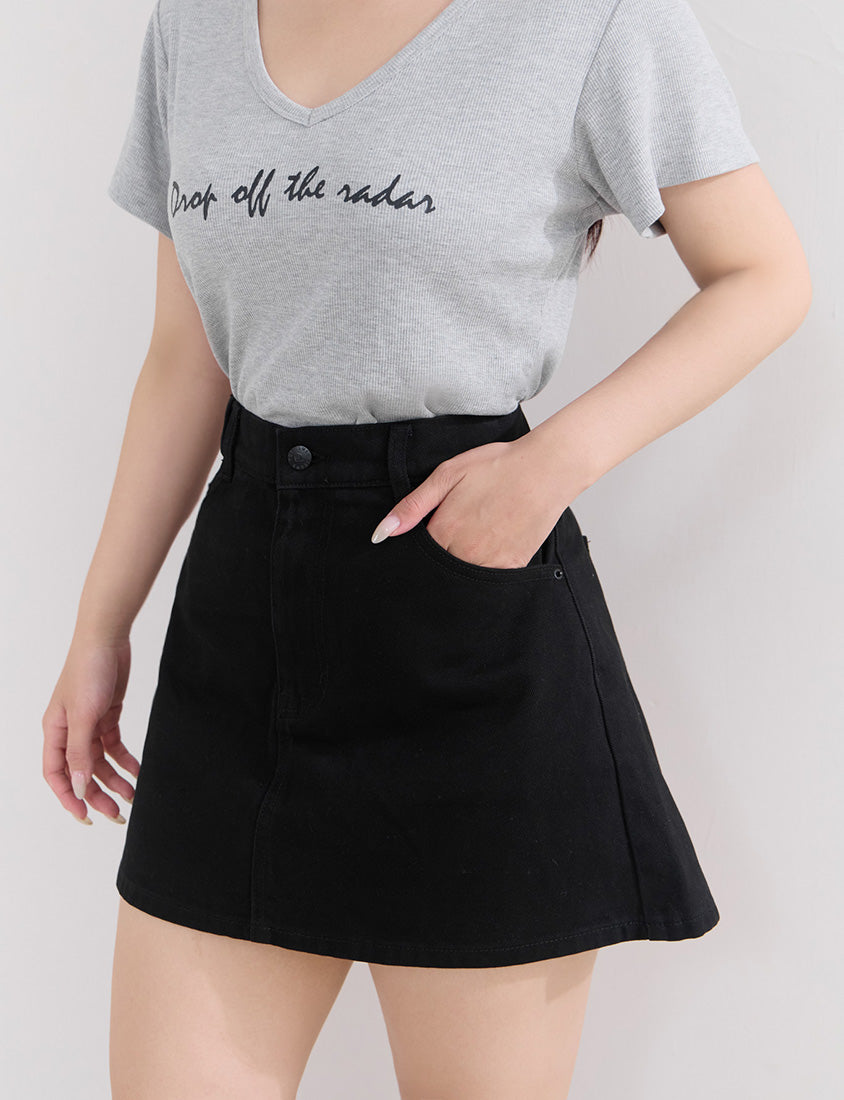 Casual Twill Cotton A-Line Plus Size Mini Skirt