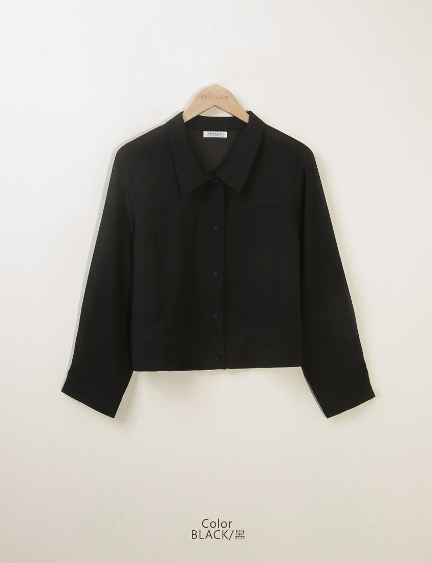 MUA! Sheer Textured Stitch Plus Size Cropped Jacket