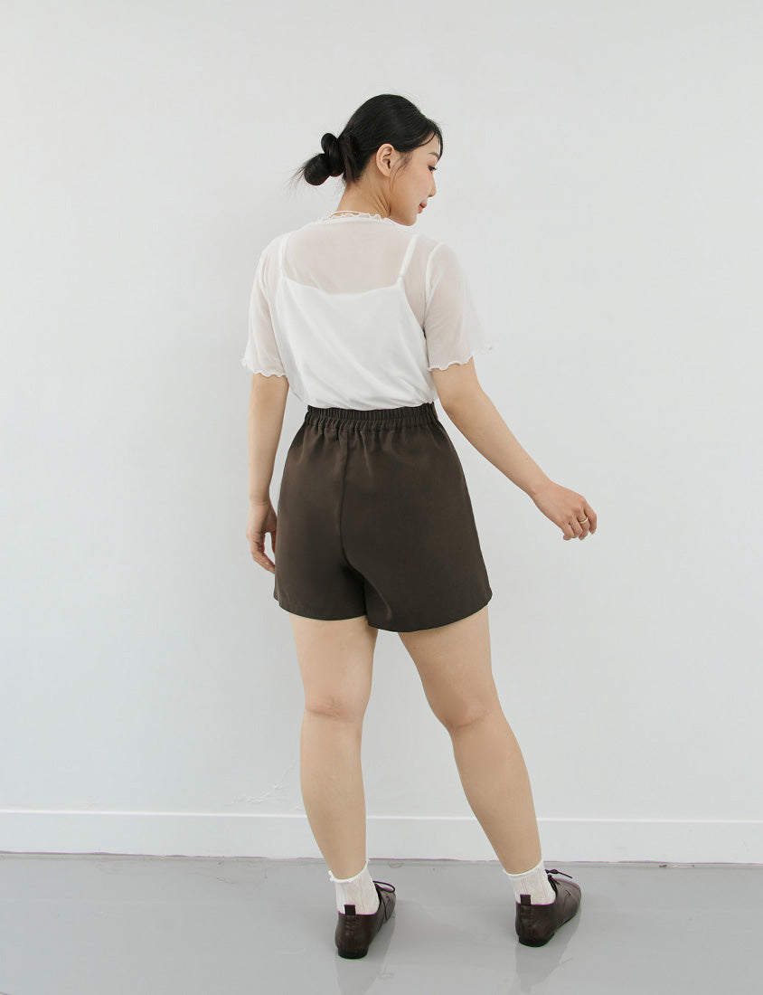 MISS. Ruffle Trim Sheer Plus Size Short Sleeve Top