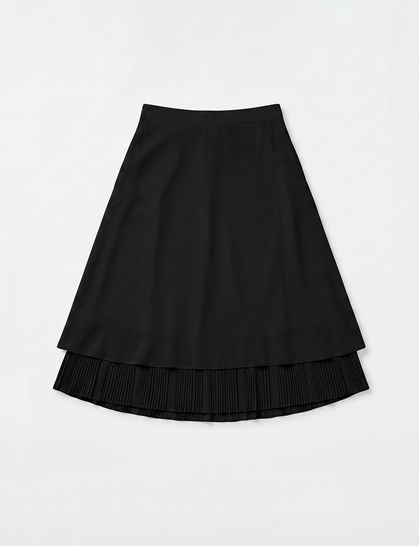 MISS. Elegant Pleated Chiffon Plus Size Maxi Skirt