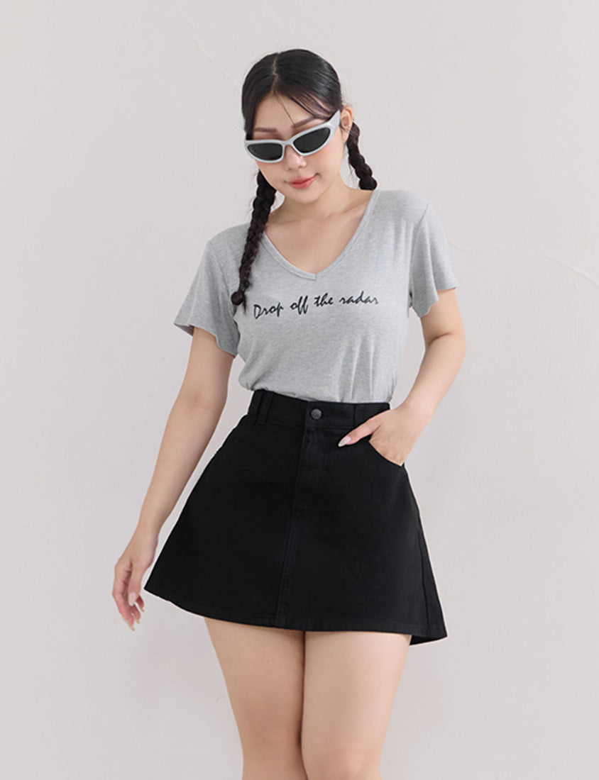 Casual Twill Cotton A-Line Plus Size Mini Skirt