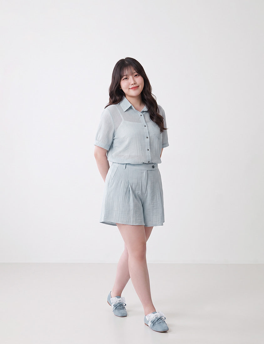 MISS. Lightweight Sheer Crinkle Plus Size Shirt