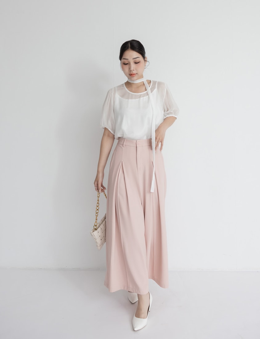 MISS. Elegant Two-Piece Sheer Plus Size Top (With Tie)