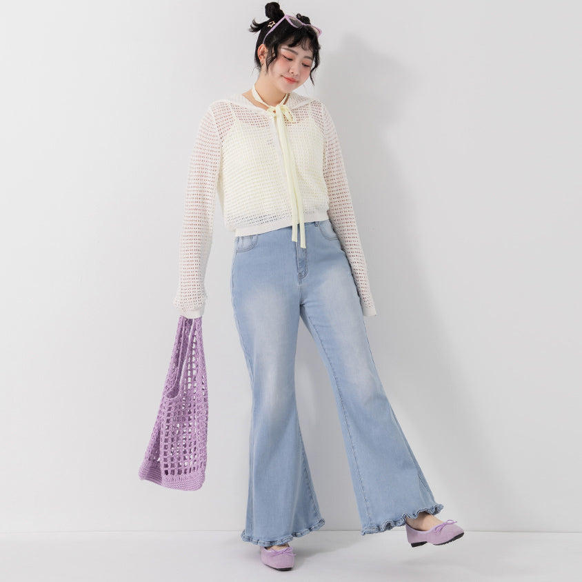 Ice Silk Button-Up Hooded Plus Size Knit Cardigan