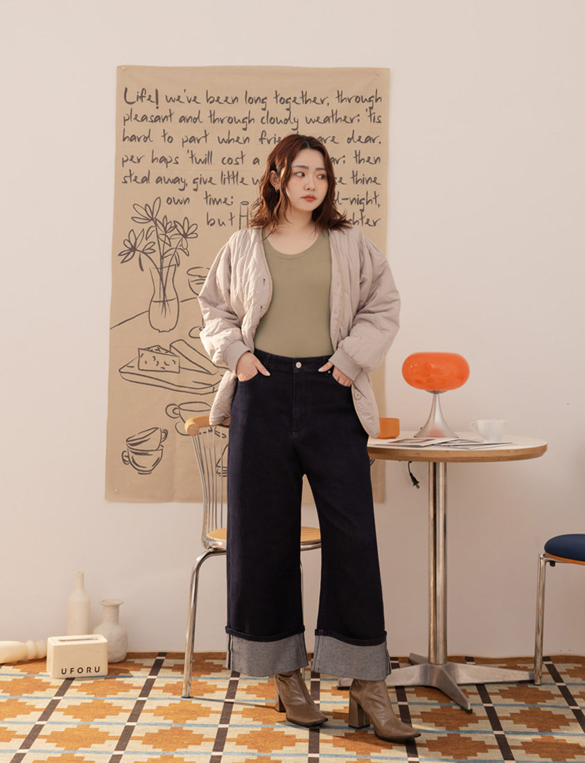 Sheer Tencel Wool Crew Neck Plus Size Long Sleeve Top