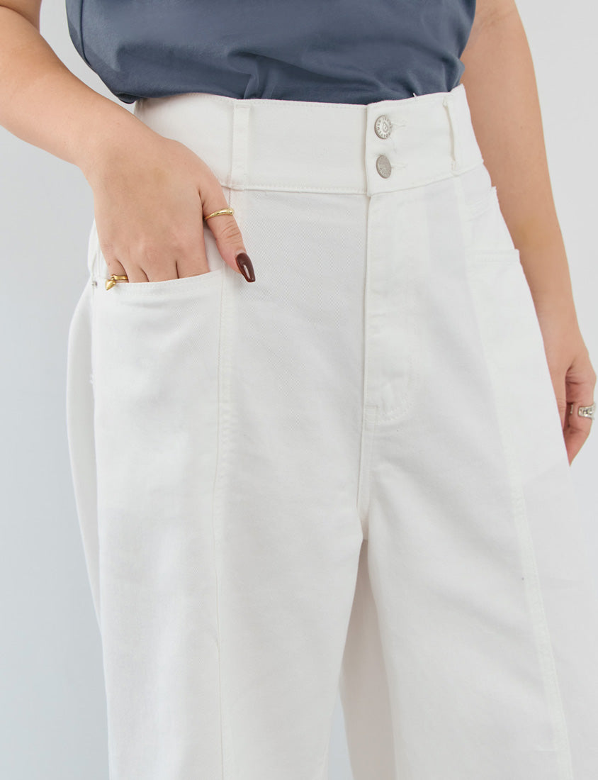 Standard Perfect Fit Twill Cotton Plus Size Wide Pants