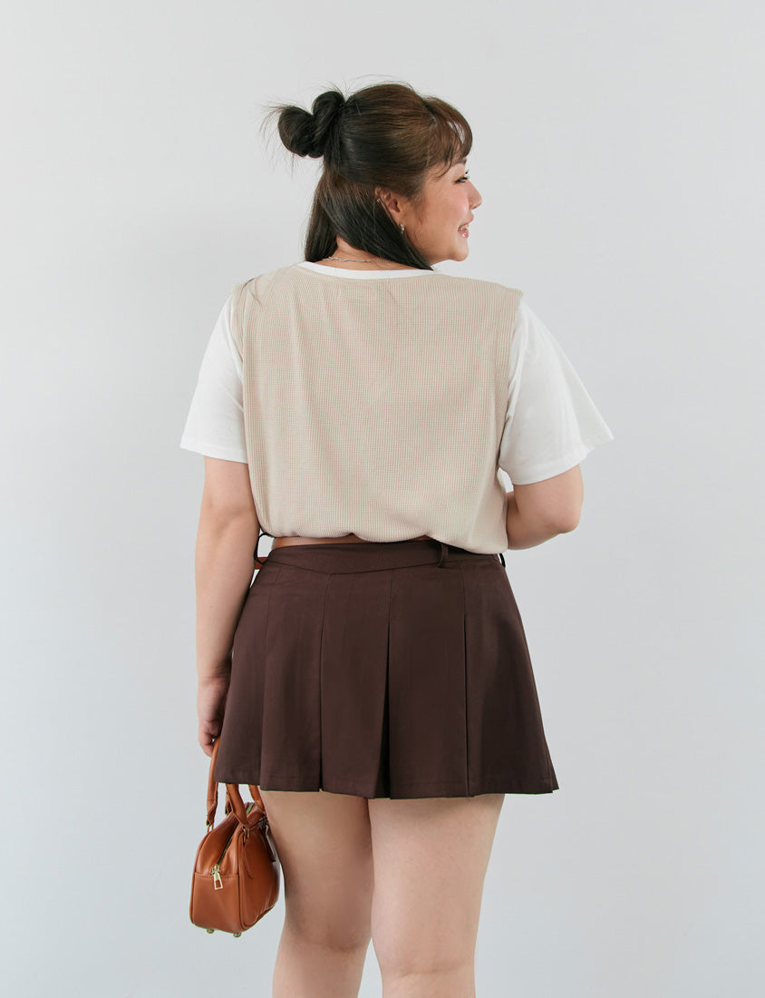 Contrast Waffle Faux Two Piece Plus Size Tee