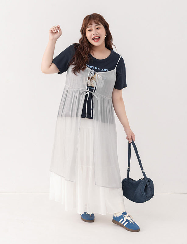 Shimmer Textured Plus Size Cami Maxi Dress