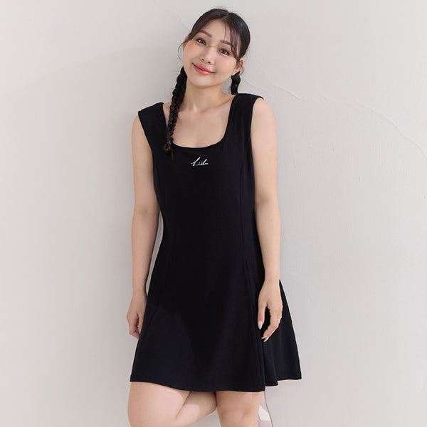 Embroidered Elastic Waist Plus Size Mini Dress