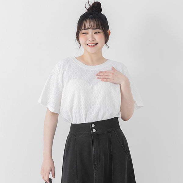 Basic Crinkle Plus Size Crewneck Top